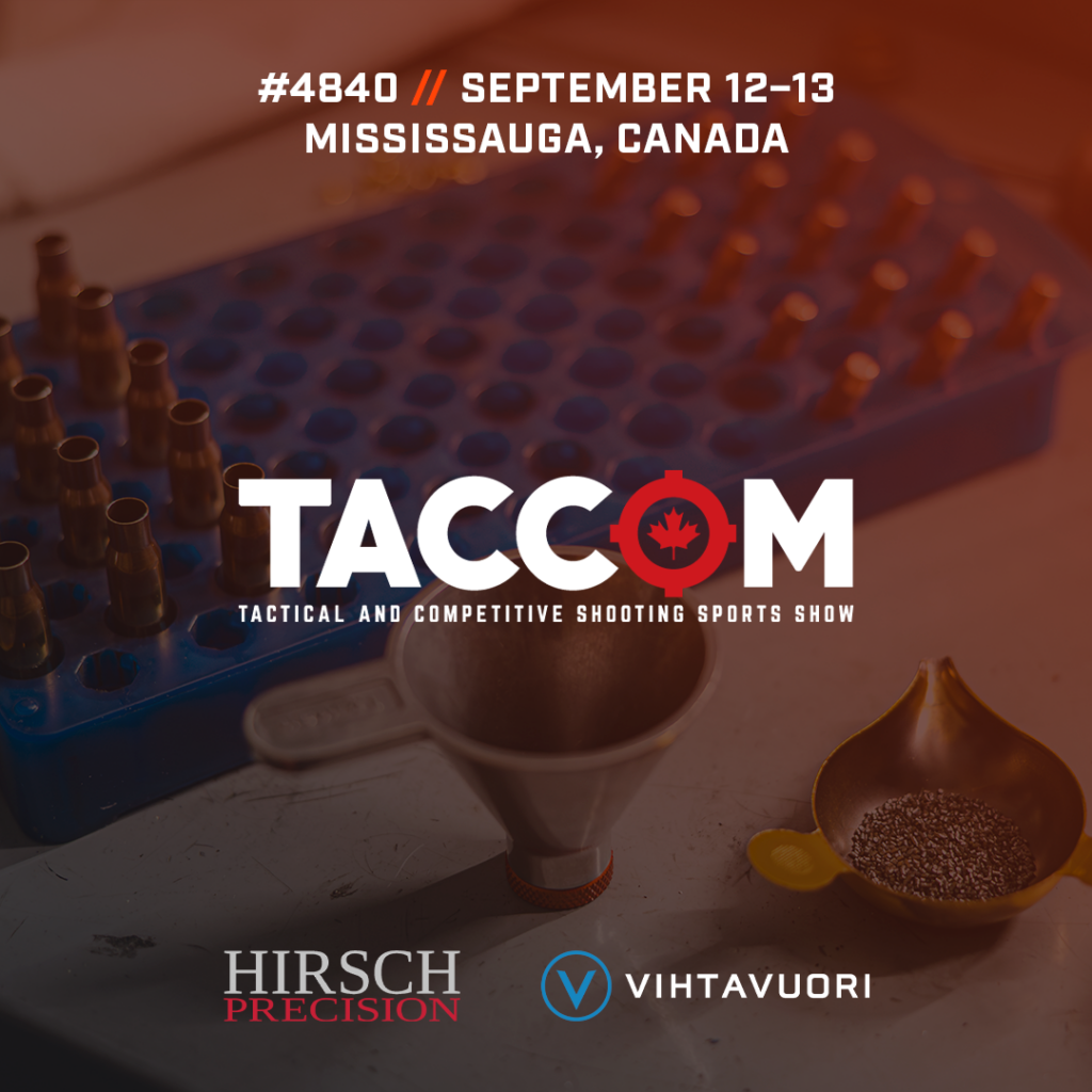 Join Vihtavuori at Taccom 2026 on September 12-13. Meet our Canadian distributor Hirsch Precision, connect with our Sales Manager, and explore the reloading data behind today's most accurate target loads.